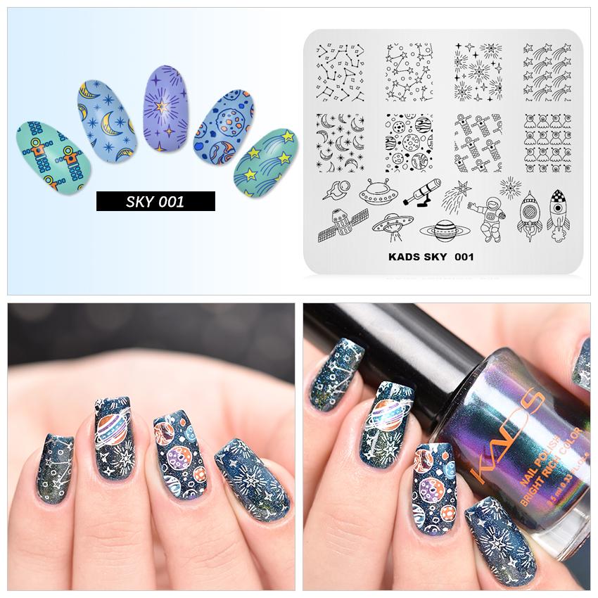 kads Sky 001 дизайн фэнтезийный мир луна звезда узор принт пластина для штамповки ногтей для украшения ногтей штампы инструменты