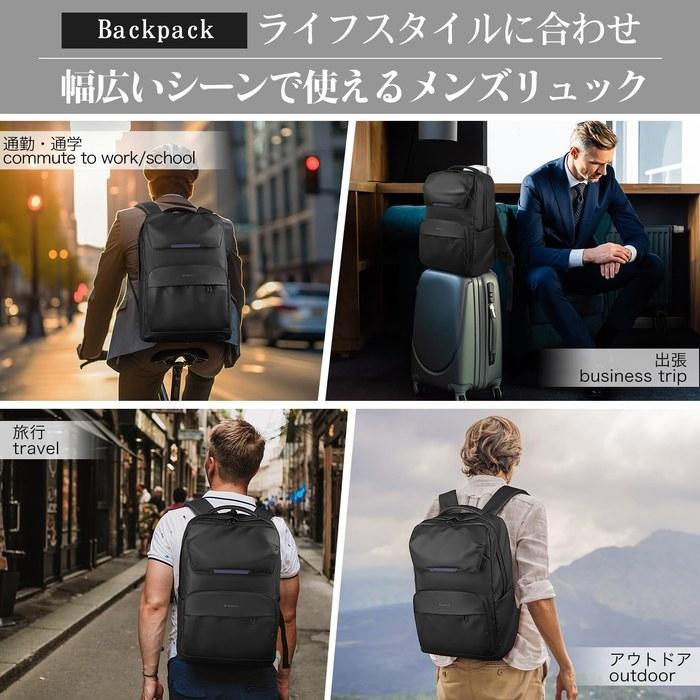[BUKKUE] Backpack Men's Large Capacity, Waterproof, 15.6-inch PC, Lightweight, Carry-on, Commute, Business Trip, Travel, Disaster