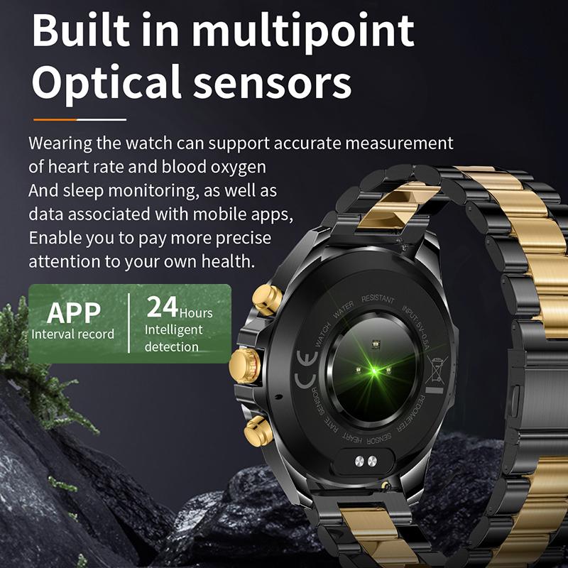 Умные часы со стальной полосой 1,43 дюйма Bluetooth спортивные часы с пульсометром браслет