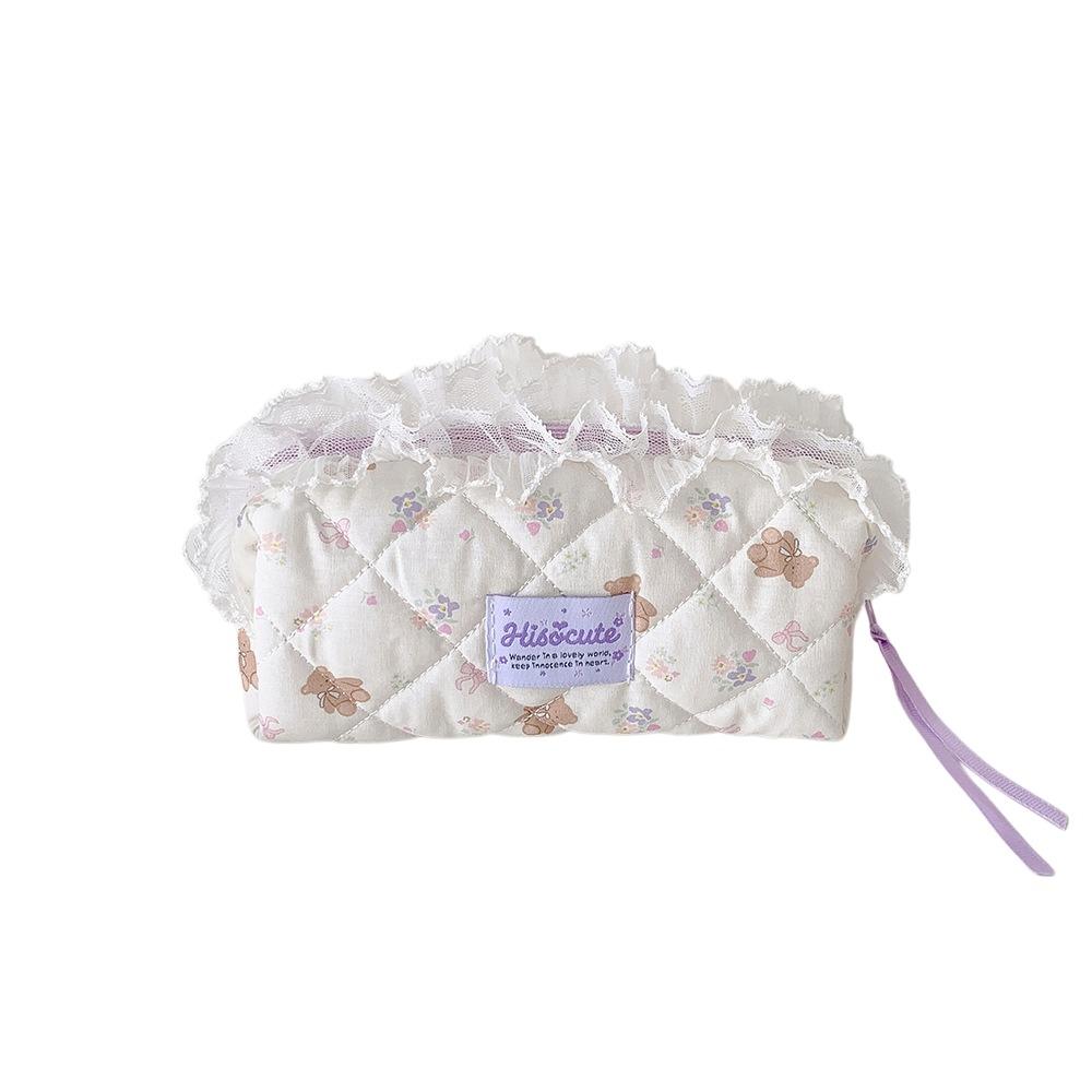 Desktop Storage Ruffle Lace Stationery Bag Bear Bunny Pen Bag Pencil Pouch Office