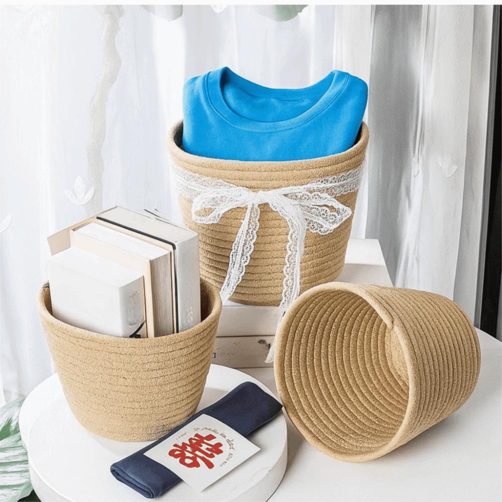 Modern Cotton Rope Woven Basket Nordic Style Woven Flowerpot Storage Basket Garden Use
