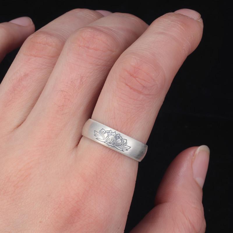 Ретро Кольцо Лотоса Мужской Указательный Палец Аксессуары Благословение Счастливый Цветок Облака Кольцо Для Мужчин Ювелирные Изделия Регулируемые