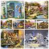 5D DIY полная круглая алмазная живопись Пейзаж Алмазная вышивка дом горный хрусталь мозаика домашний декор картина набор для вышивки крестом
