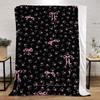 Korean Sweet Cool Broken Flower Bow Fluffy Plaid Warm Winter Blankets for Sofa Cover Blanket Home Interior Bed Throw Beach Towel