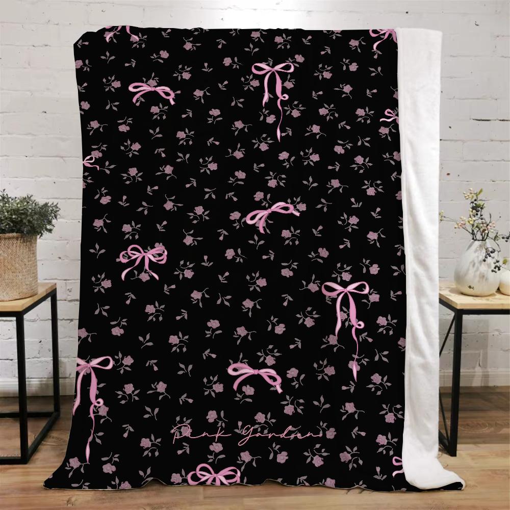 Korean Sweet Cool Broken Flower Bow Fluffy Plaid Warm Winter Blankets for Sofa Cover Blanket Home Interior Bed Throw Beach Towel
