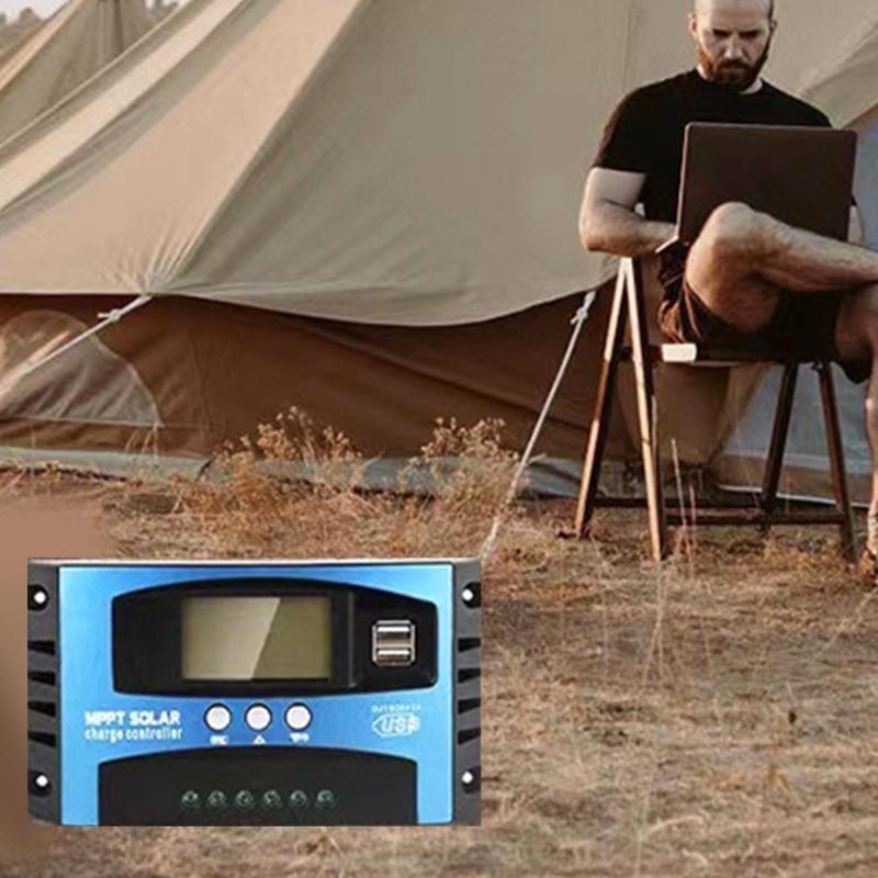 MPPT Контроллер заряда от солнечных батарей с ЖК-дисплеем, двойным USB-портом, 100А, автоматический регулятор заряда аккумулятора для солнечной панели