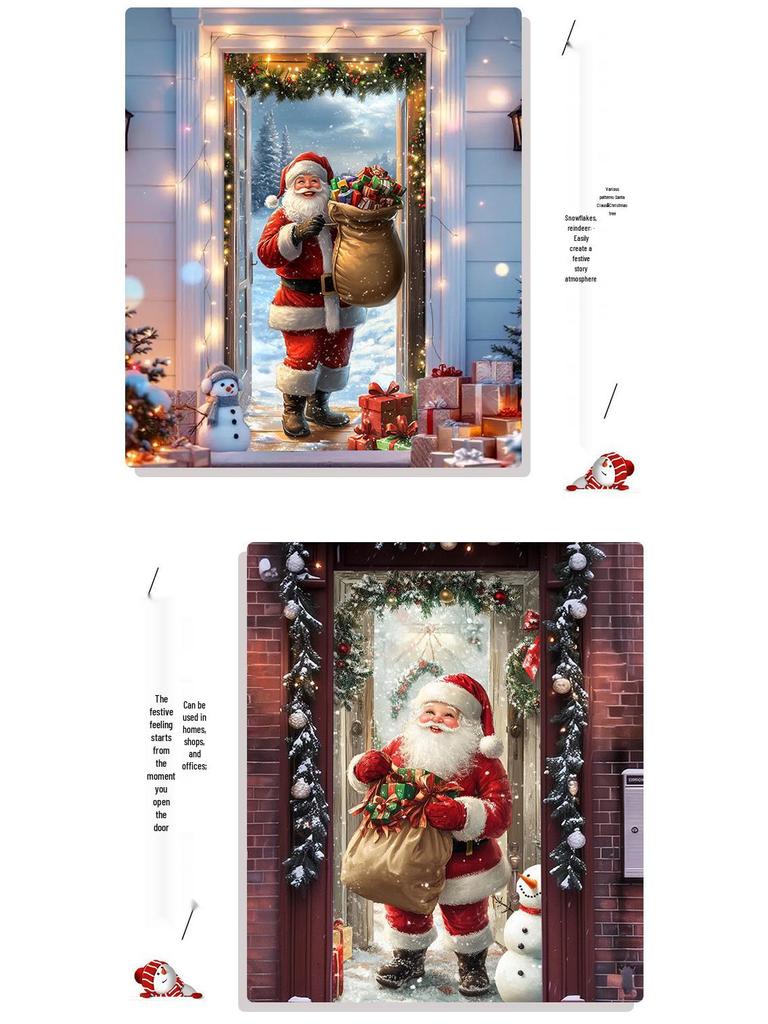Рождественский гобелен на дверь из эластичной ткани - Фон с подарками Санта-Клауса для праздничных вечеринок