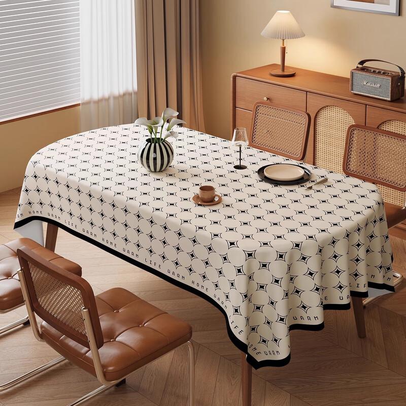 ZISIZ Minimalist Waterproof Faux Linen Tablecloth