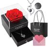 Gifts For Girlfriend,Wife,Love-Marriage Anniversary Gift For Wife Preserved Rose Flower With Heart Necklace-Valentine Gift
