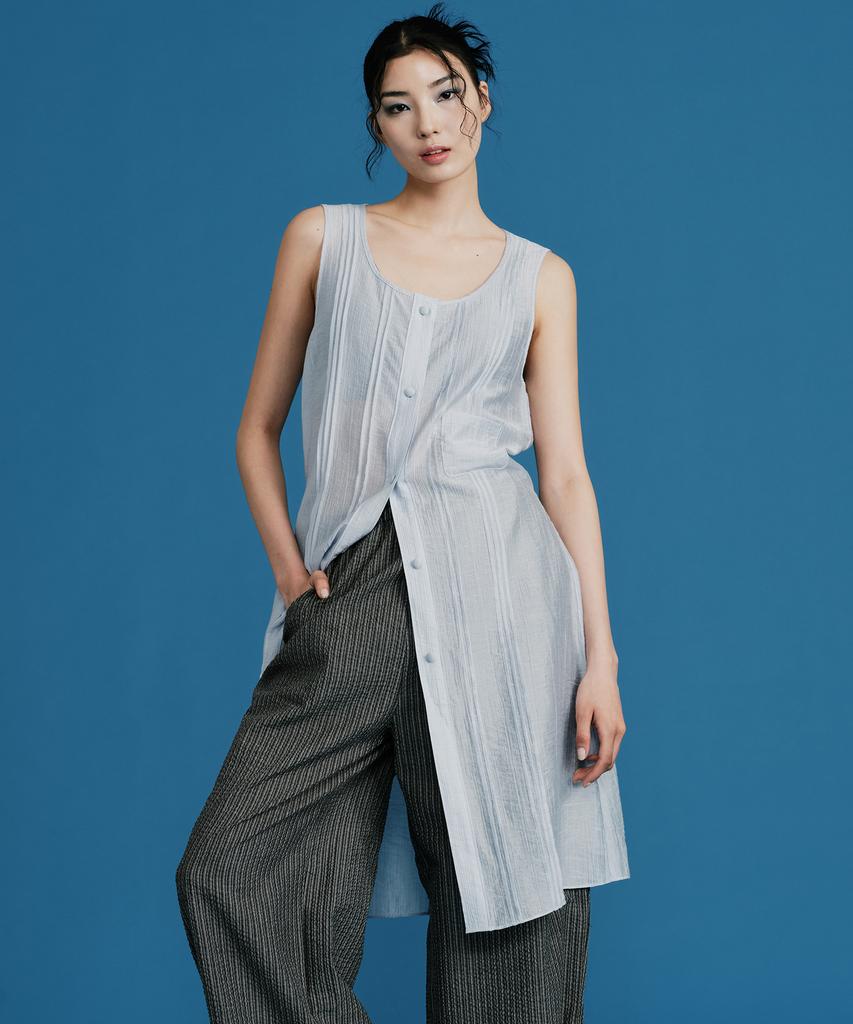 Plack Woman Tuck Point Layered Dress Sky Blue