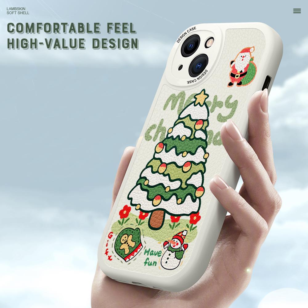 Тонкий кожаный чехол с рисунком «Рождественская елка» из искусственной кожи, чехол для телефона для Huawei Honor Infinix iPhone Vivo