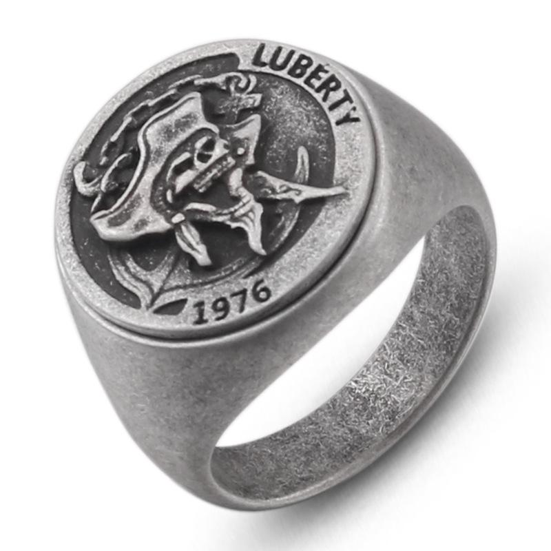 Хип-хоп блестящие золотые кольца из нержавеющей стали с черепом пирата круглые для мужчин рок-ювелирные изделия размер 8-12