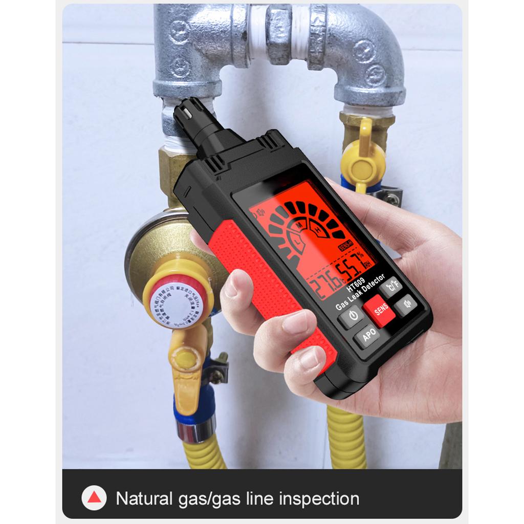 HABOTEST HT609 Gas Leak Detector Combustible Gas Detector with LCD Display Audible and Visual Alarm Ambient Temperature