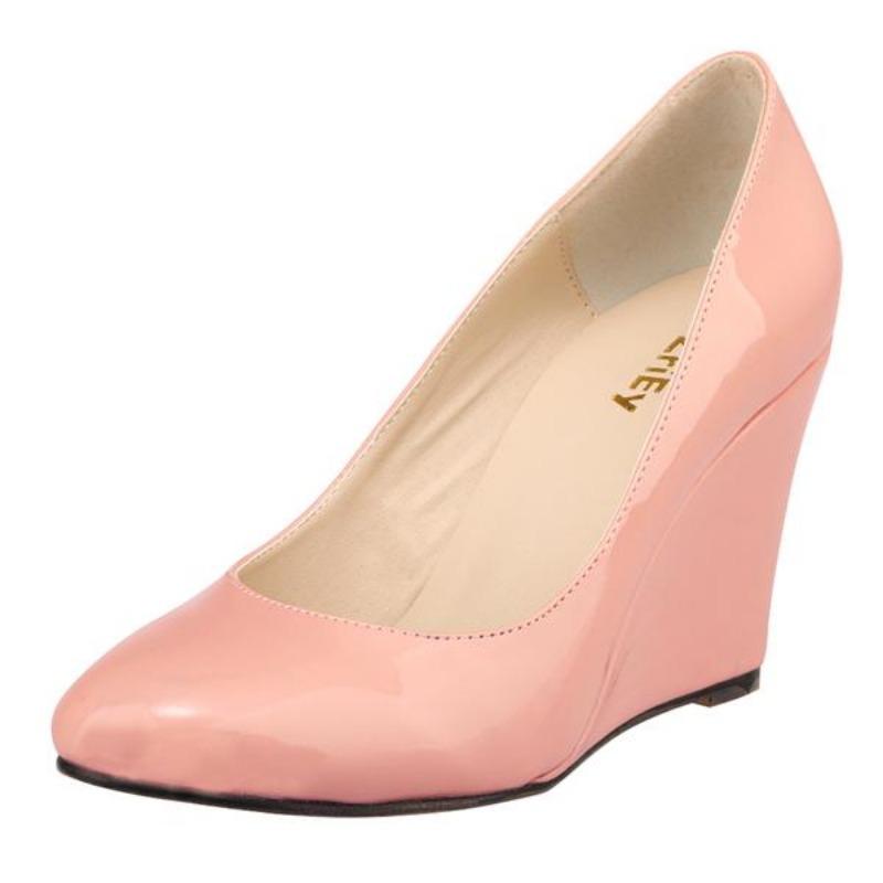 Women's Pumps Pointed Toe Fashion Shoe High Heel Wedges Female Patent Leather Shoes Shoe