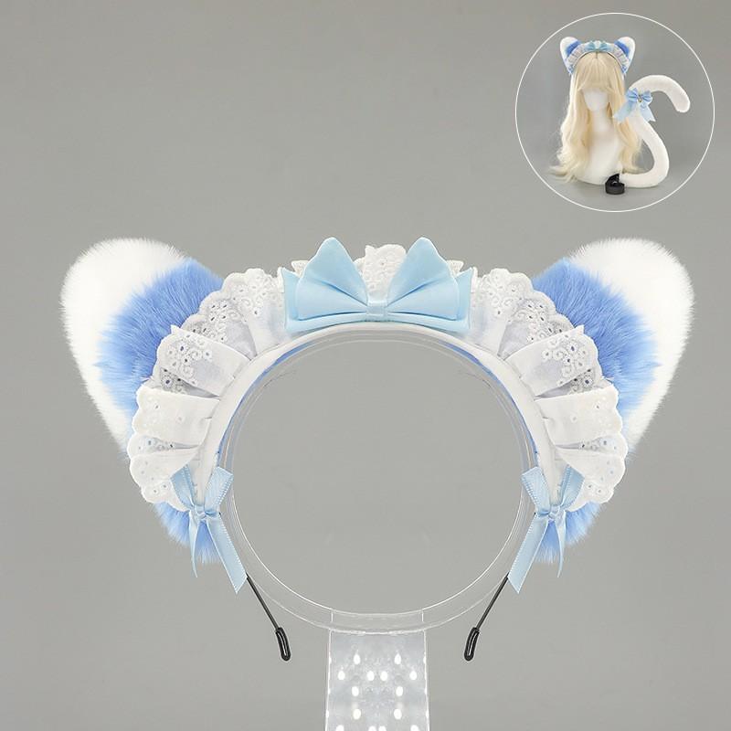Anime Cosplay Cat Ears Tail Set Women Adult Costume Accessory Kawaii Maid Lolita Party Convention
