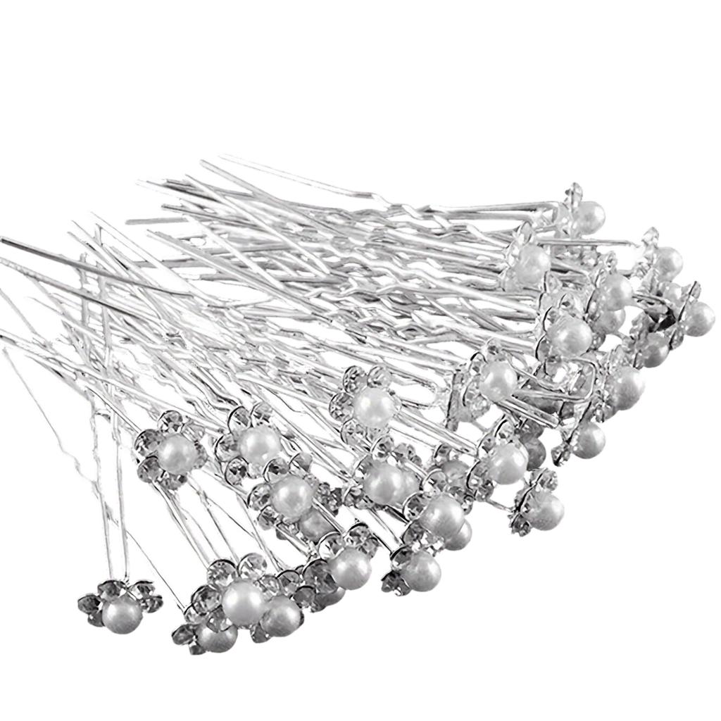 Wedding Bridal Hair Pins Set Pearl Crystal Rhinestone Hair Clips Accessories for Bridesmaids Hair Decoration Hair Jewelry