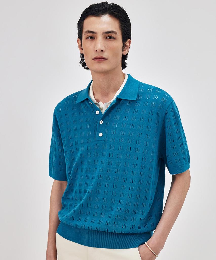 THEKNITCOMPANY Orea Scali Polo Shirt - Peacock Blue