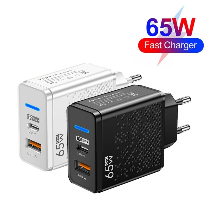 PD 65W Fast Charging Charger Quick Charge 3.0 Phone Charger Adapter Type C Fast Charging Wall Adapter