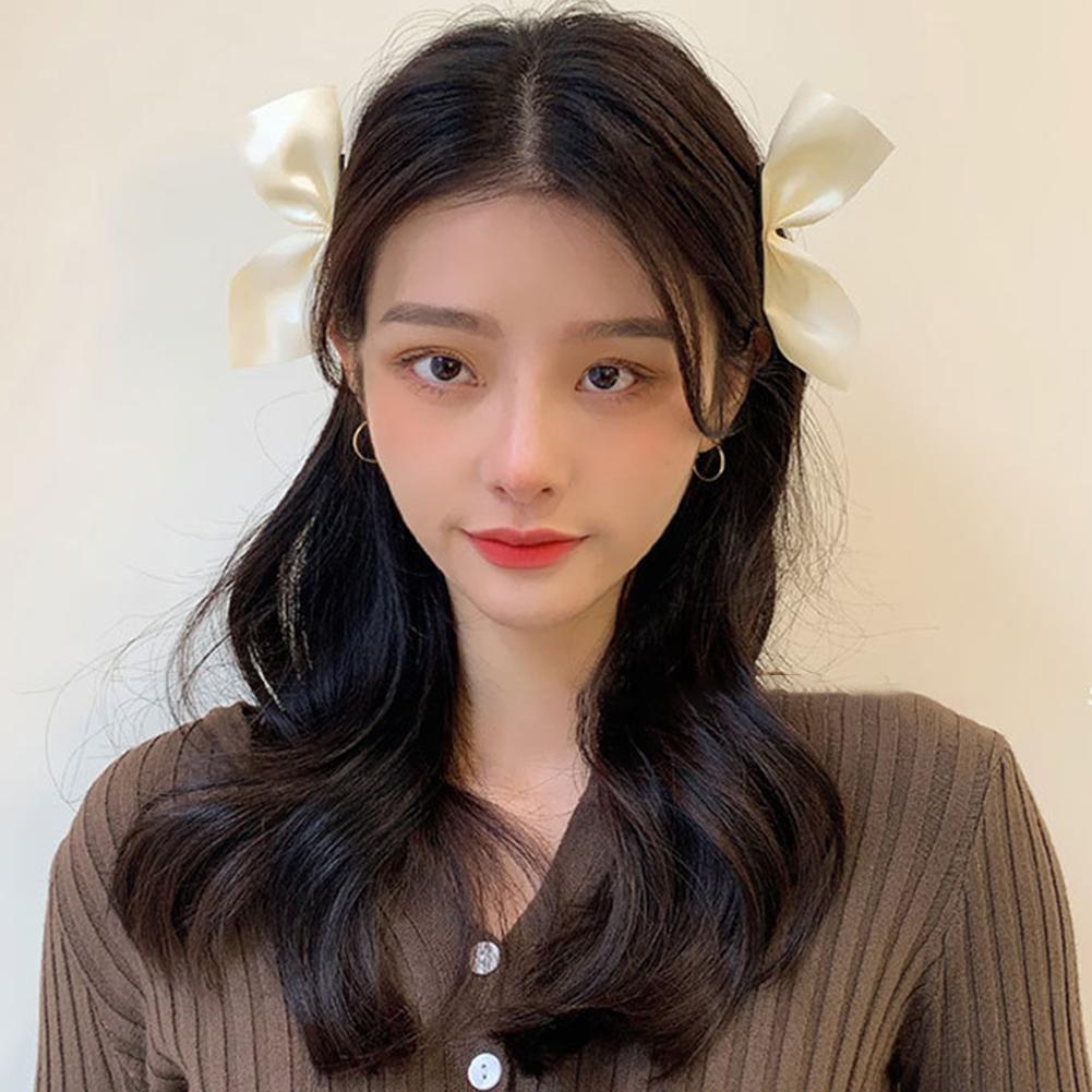 1 пара, черный шелковый бант, заколка для волос, заколка для волос для французских девушек, корейская заколка для волос Ji Soo, заколка для волос с бантом для девочек, аксессуары для волос