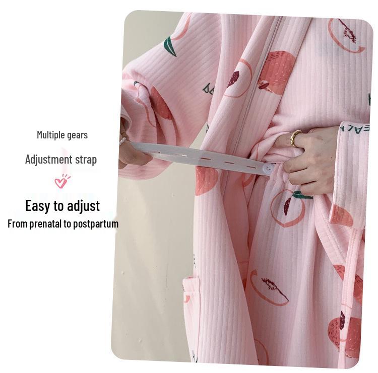 Зимний комплект из трех предметов для беременных из воздушного хлопка 2024: Утолщенное кимоно для послеродового кормления грудью и домашней носки.