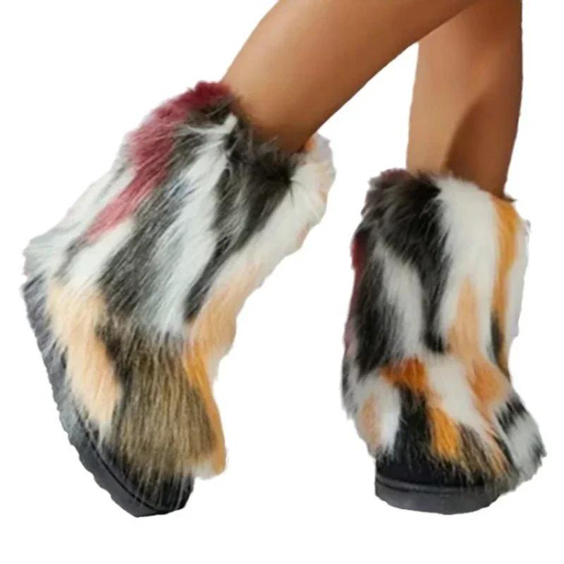 Fashion Plush Long Boots Women's Winter New European American Fashion Wild Man Plush Comfortable Snow Boots Outdoor Casual Shoes