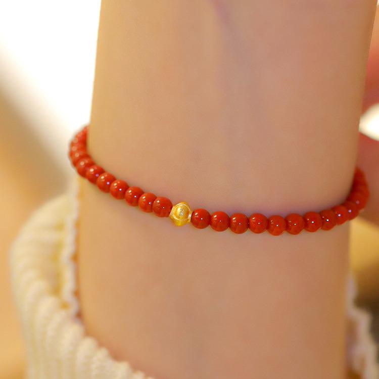 Handmade Red Agate Bracelet – Maple Leaf & Flowing River Design, Perfect Gift for Bestie