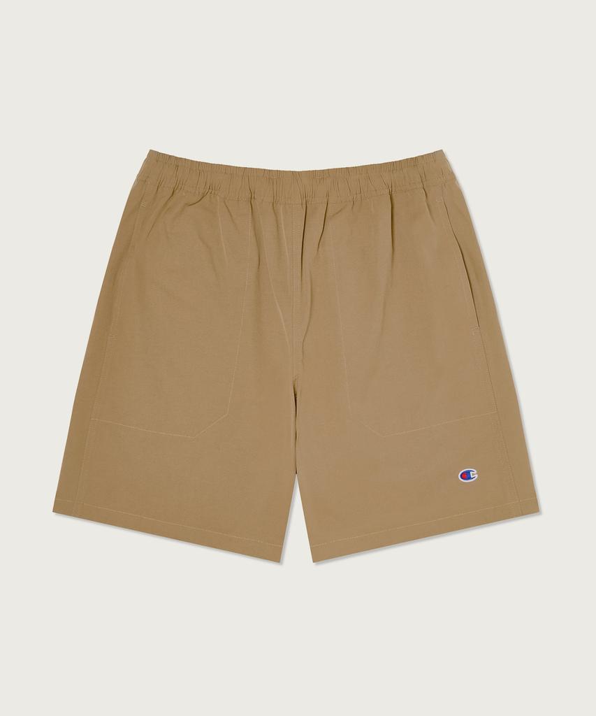 Champion Плечевые шорты с тканым логотипом C, бежевые