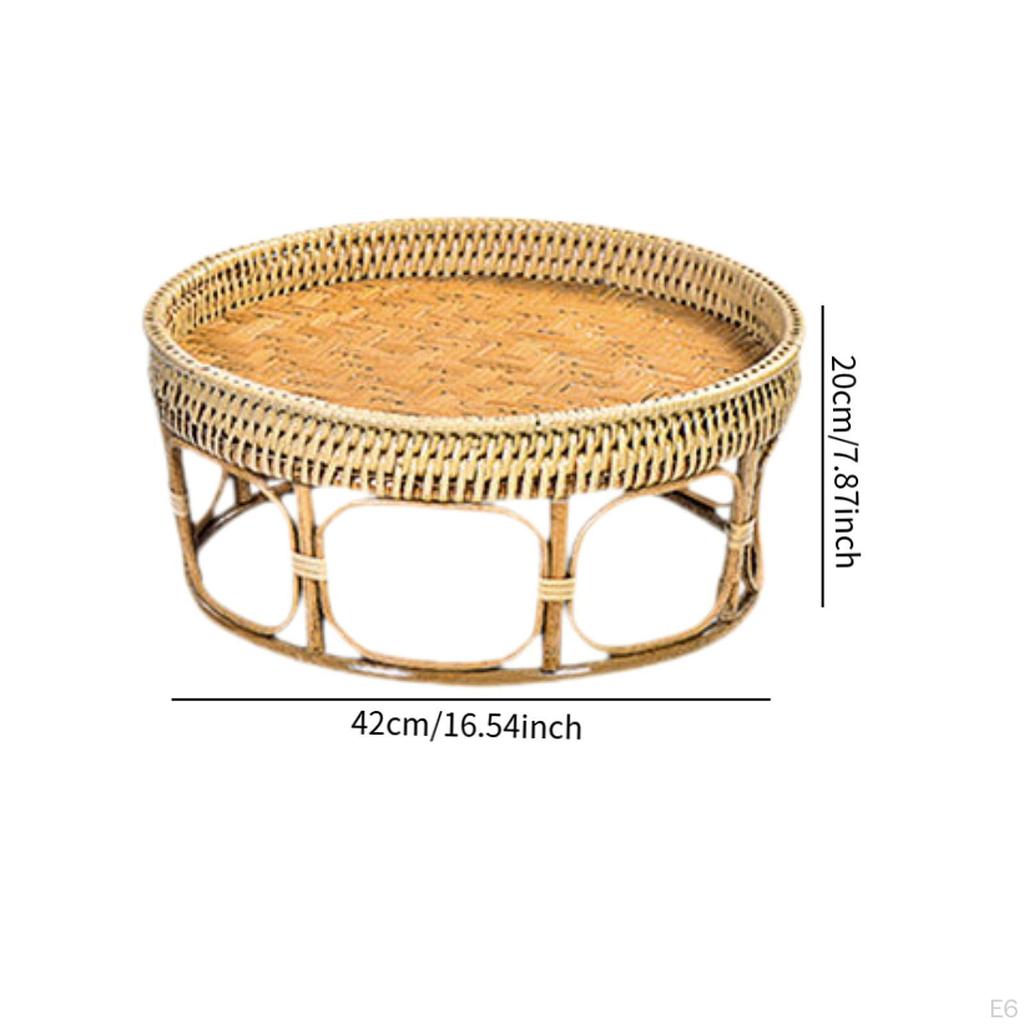 Эркерный ротанговый приставной столик журнальный современный орнамент ретро стиль маленький чайный низкий