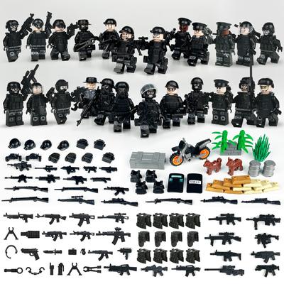 24 шт. Moc черный SWAT фигурку военные детские строительные блоки