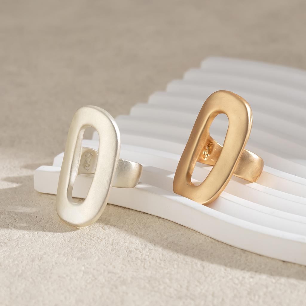 Преувеличенные большие полые геометрические овальные кольца для женщин, креативные регулируемые матовые кольца на палец, модные эффектные украшения для девочек