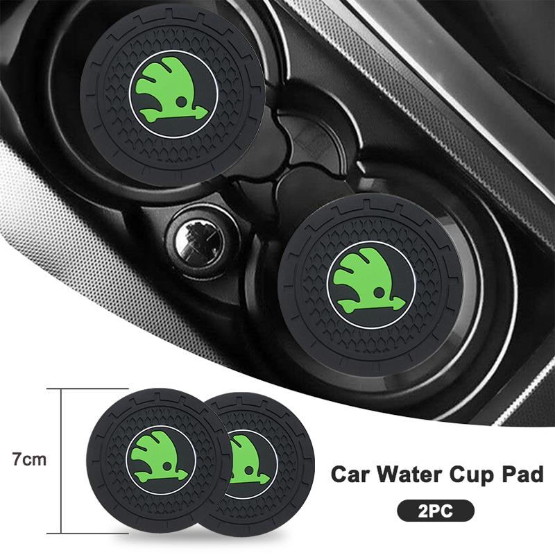 JKFB8 1/2Pcs PVC Silicone Car Coaster Water Cup Slots Non-Slip Mat Waterproof Anti Slip For Skoda Rapid Yeti VRIS Kodiaq Octavia a5 a7