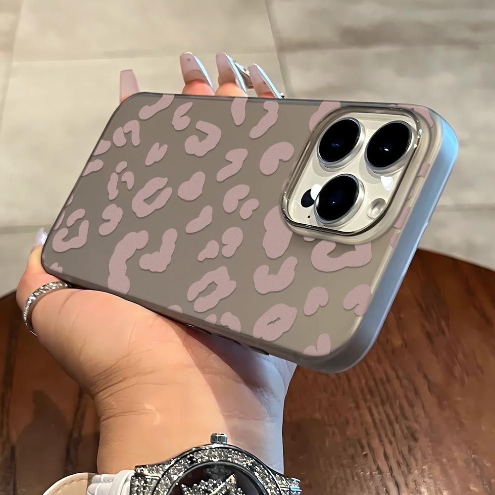Pink Leopard Print Silicone Phone Case For IPhone 17 17Air 16 15 14 13 12 11 ProMax 16Plus Shockproof Soft Bumper Cover