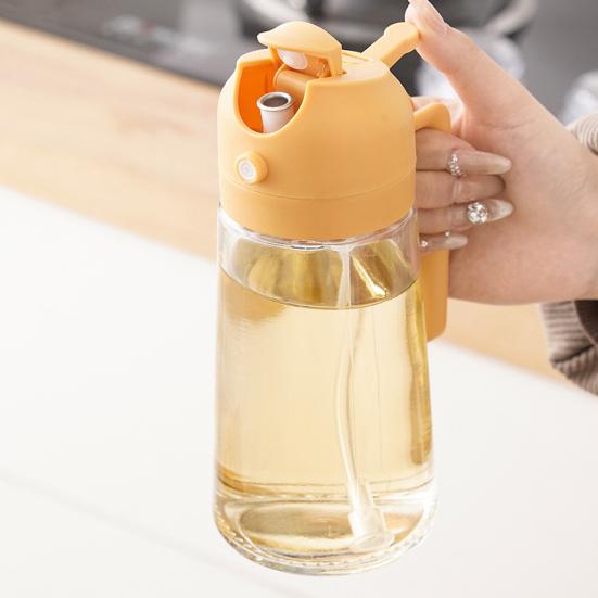 Распылитель масла для приготовления пищи 2 в 1 Диспенсер для масла 500 мл/17 унций Стеклянный распылитель с дозатором многоразового использования