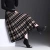 Vintage Fashion Knitting Printing Pleated A-line Skirts Women Classic High Quality Korean All-match Autumn Winter Skirt