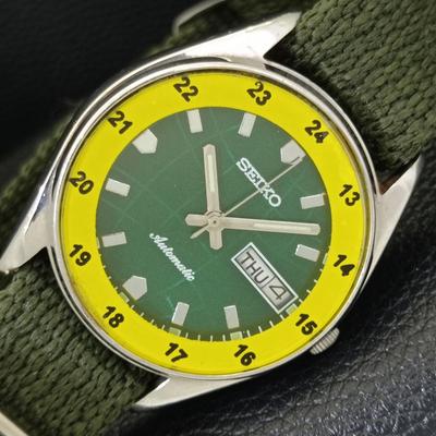 ЯПОНИЯ 6349A ВИНТАЖНЫЕ МУЖСКИЕ АВТОМАТИЧЕСКИЕ ЧАСЫ SEIKO С ЗЕЛЕНЫМ ЦВЕТОМ ЦИФЕРБЛАТА a701315-5