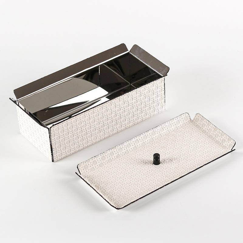 Art Abstract Folding Leather Woven Pattern Jewelry Box Model House Designer Decoration Storage Box Light Luxury Ornaments