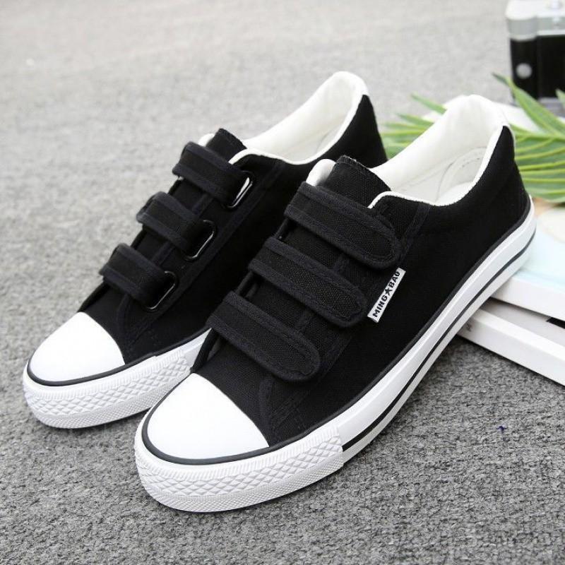 Summer Velcro Canvas Shoes Men'S Shoes Low-Top Men'S And Women'S Breathable Board Shoes Casual Shoes Hook And Loop Slip-On Shoes Student Cloth Shoes