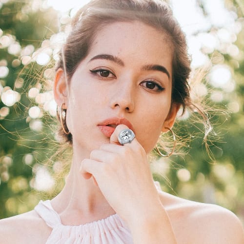 JEWELRYWE Ring Watch, Business, Fashion, Waterproof, Flip-Up Cover, Numeric Dial, Sports, Quartz Movement, Stainless Steel