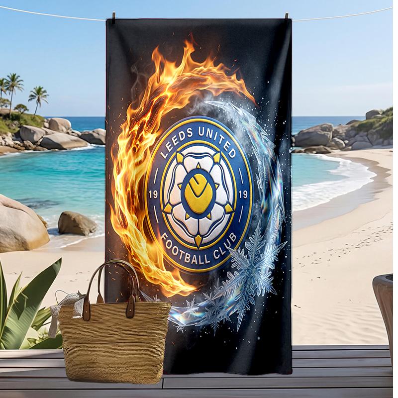 Пляжное полотенце с принтом футбольного клуба Leeds United, большое, мягкое, быстросохнущее, для пляжа, кемпинга, плавания