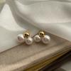 Серьги-гвоздики Niche Design, женские, французские, премиум, простые, с белым жемчугом, золотые, жемчужные серьги, универсальные, для поездок на работу