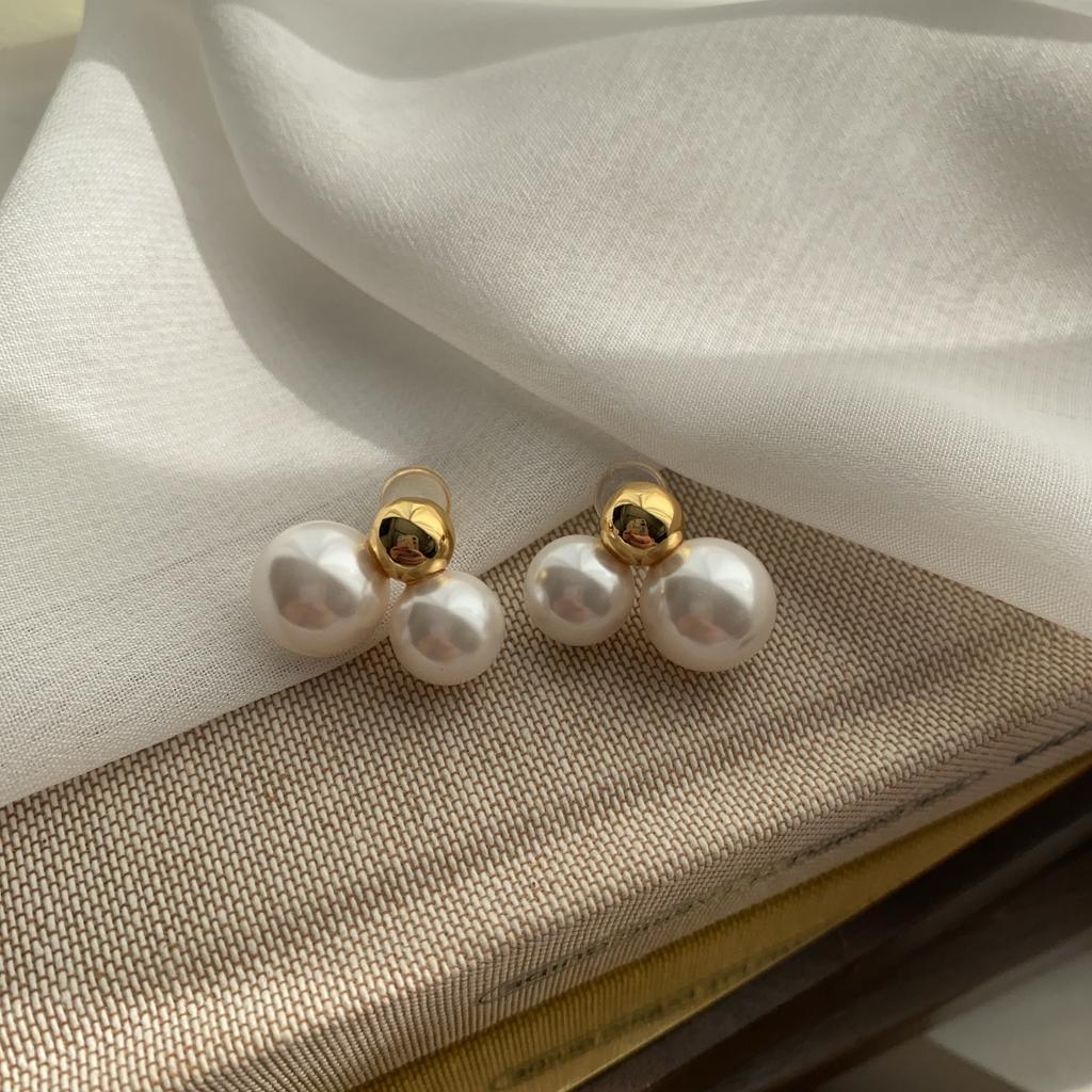 Серьги-гвоздики Niche Design, женские, французские, премиум, простые, с белым жемчугом, золотые, жемчужные серьги, универсальные, для поездок на работу