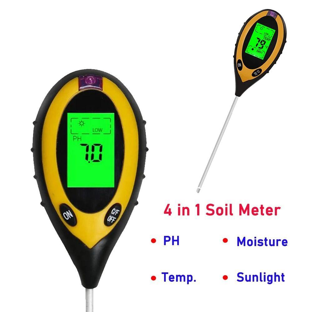 4 in 1 Soil Tester LCD Screen Soil Thermometer Soil Survey Instrument  For Garden Lawn Farming