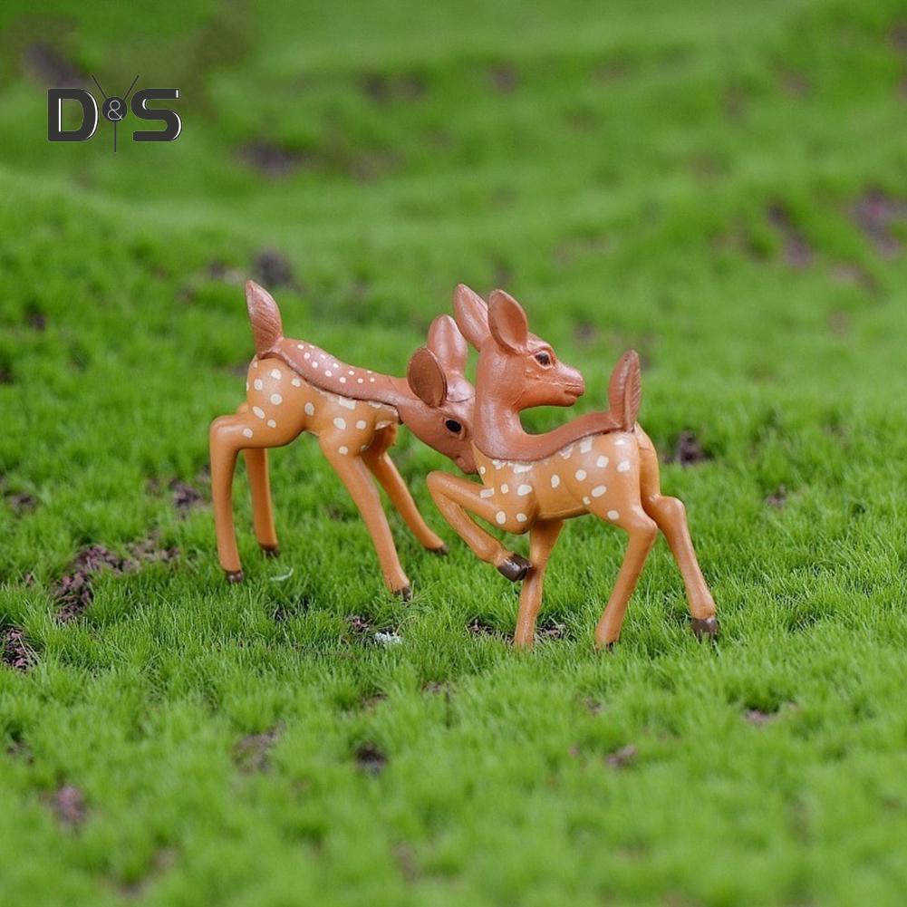 Lovely Couple Deer Mini Craft Micro Landscape Bonsai Garden Home Decor