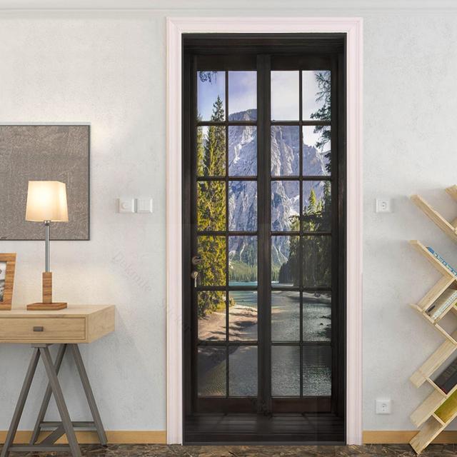 Glass Outside Landscape Door Stickers Muraux Home Wedding Decoration Wallpaper Poster Room Decor Aesthetic Bathroom