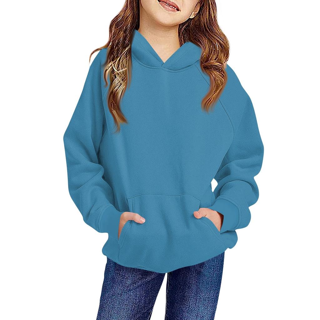Children's Hoodie Boys And Girls Solid Color Long-sleeved Hooded Pocket Hoodie