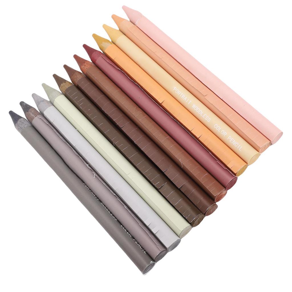 12Pcs Woodless Pencils Colored Pencil Set 12 Colors Adult Student Painting Supplies Portrait Color