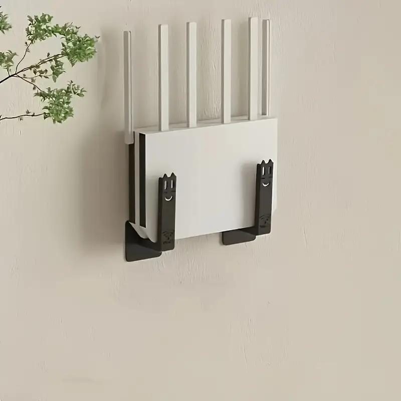 2/1PCS Wireless Wifi Router Rack Wall-mounted Storage Box Socket Strip Holder Bracket Punch-free Bracket