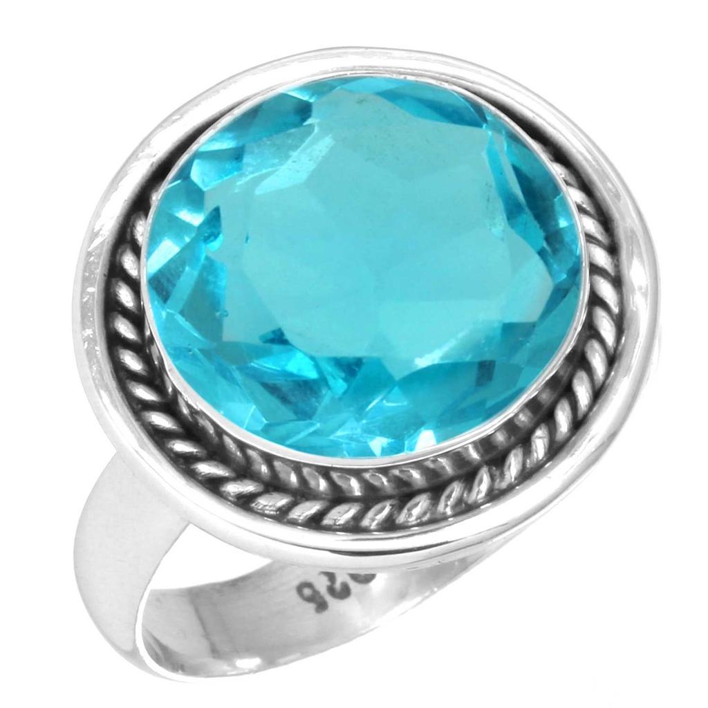 925 Sterling Silver Ring Women Gemstone Handmade Jewelry Anniversary Gift Amethyst Sapphire Blue Topaz Citrine Emerald Iolite Peridot Ruby Boho