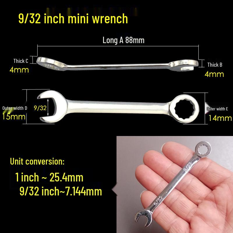 Мини Набор Метрических и Дюймовых Гаечных Ключей 4-11 мм Накидные/Рожковые