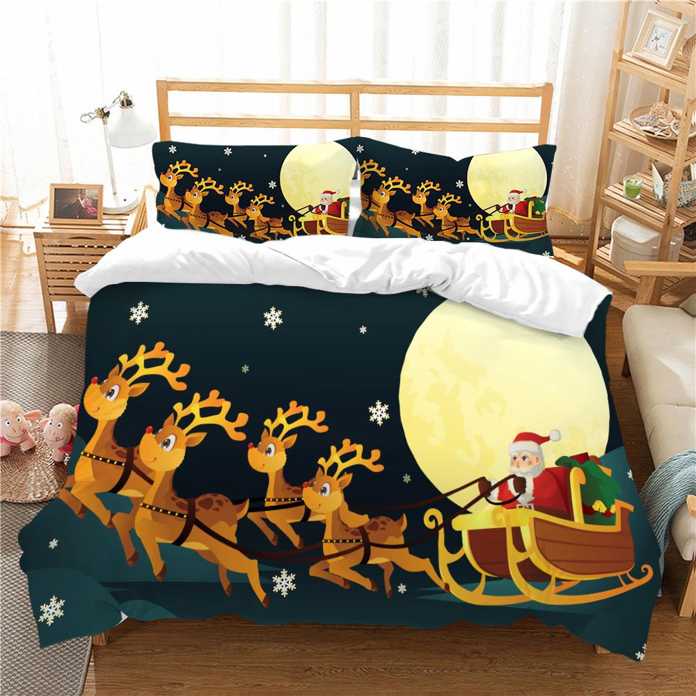 Christmas Deluxe Home Bedding Set Quilt Cover Pillowcase Bedroom Bedding Set Duvet Cover Full Size Bedspread